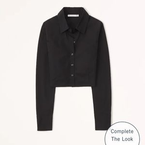 Abercrombie Sheer Black Button-Up